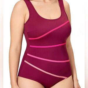 143.🆕 Size 16 Women's Striped One Piece Swimsuit Plus Size Swimwear